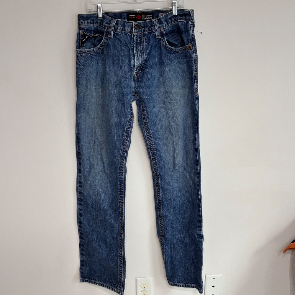 Ariat M5 FR Straight Leg Jeans Mens 34x36 Medium Wash Denim Work Pants